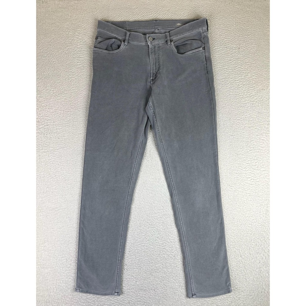 Faherty Jeans Mens 33x32 Gray Slim Tapered Stretch Denim Medium Wash Pants